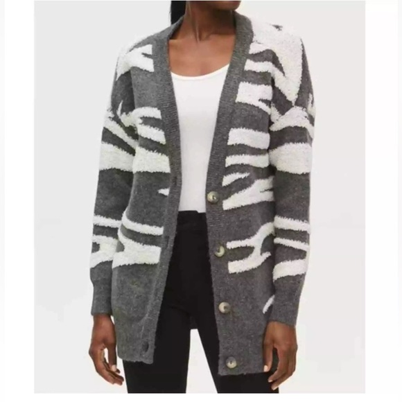 NWT Michael Stars Nell Cardigan in Charcoal Combo, 1X, Soft, Cozy Texture - Picture 3 of 10